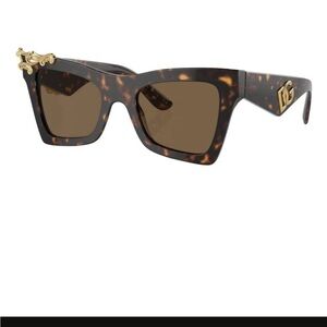 Dolce & Gabbana Tortoise Shell Sunglasses with Gold Accents